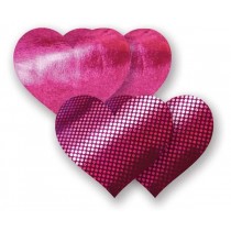 Комплект из 1 пары пурпурных пэстис-сердечек с блестками и 1 пары пурпурных пэстис-сердечек с гладкой поверхностью(малиновый,B)