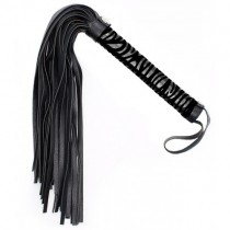 Компактная черная плеть с тигровым принтом на рукояти 39 см