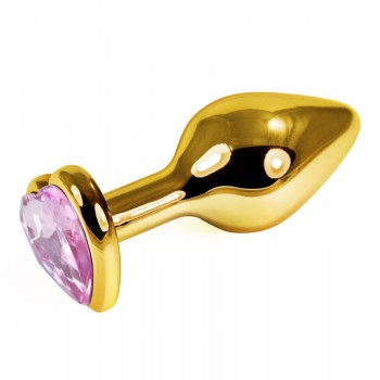 Анальная пробка розовая Rosebud Heart Metal Plug(Gold) S