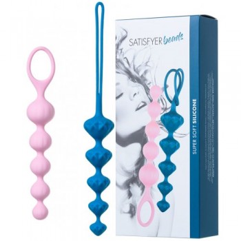 Набор анальных цепочек Satisfyer Beads, розовый и синий